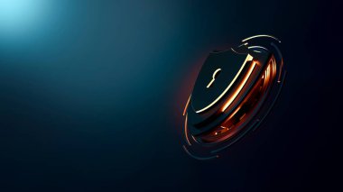 Güvenlik ağı güvenlik bilgisayarı ve veri konseptinizi güvene alın. Siber siber güvenlik kalkanı, dijital veri ağı koruması isimsiz bir hacker tarafından dijital suç. 3B illüstrasyon