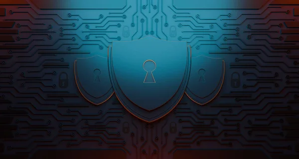 Protection Network Security Computer Und Sichern Sie Ihr Datenkonzept Shield — Stockfoto
