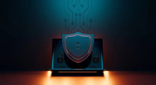Beveiligingscomputer Van Het Netwerk Veilig Gegevensconcept Schild Pictogram Cyberbeveiliging Digitale — Stockfoto