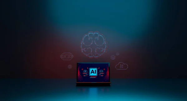 Artificial intelligence Machine Learning Business Internet Technology Concept. virtual graphic Global Internet connect Chatgpt Chat with AI, Artificial Intelligence. Futuristic technology transformation. 3D illustration