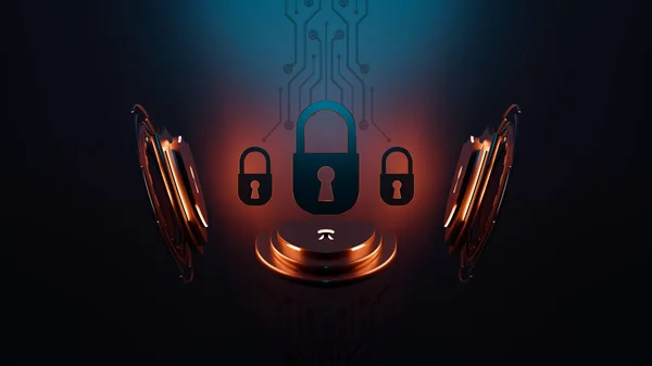 ネットワークセキュリティコンピュータを保護し データコンセプトを保護します シールドアイコンサイバーセキュリティ デジタルデータネットワーク保護 匿名のハッカーによるデジタル犯罪 ダークトーン — ストック写真