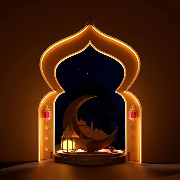 Свято Мусульманського Священного Місяця Рамадан Карім Орнаментальний Арабський Ліхтар Свічкою — стокове фото