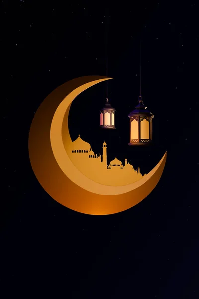 Festival Pro Muslimský Svatý Měsíc Ramadan Kareem Ozdobná Arabská Lucerna — Stock fotografie