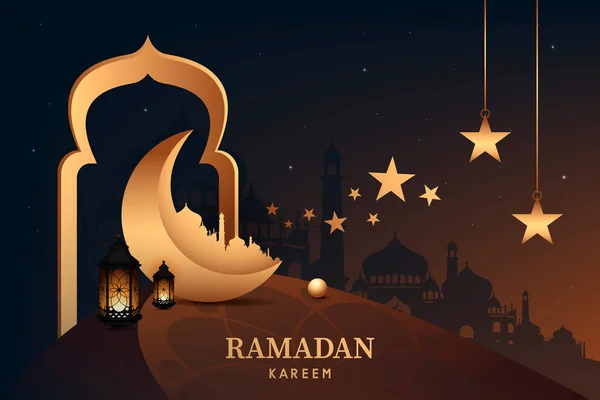 Festival Pour Mois Sacré Musulman Ramadan Kareem Conception Vectorielle — Image vectorielle