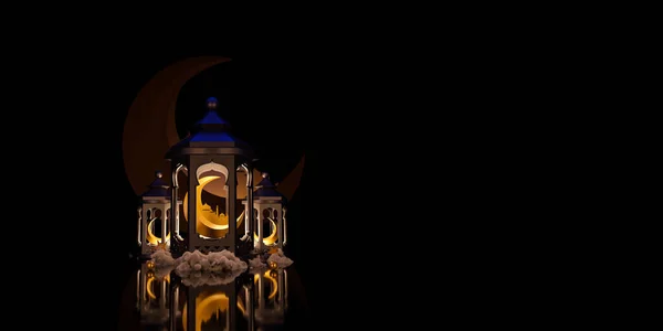Müslüman Kutsal Ayı Ramazan Kareem Festivali Gece Parlayan Yanan Mumlu — Stok fotoğraf