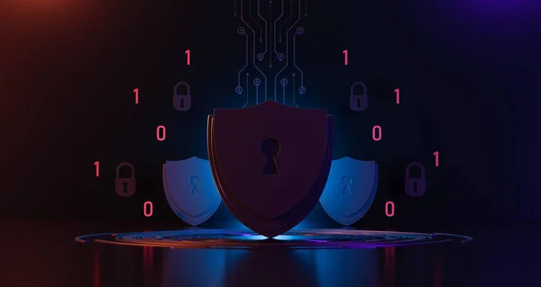 Ochrona Komputera Bezpieczeństwa Sieci Bezpieczne Koncepcji Danych Cyberbezpieczeństwo Ikony Tarczy — Zdjęcie stockowe