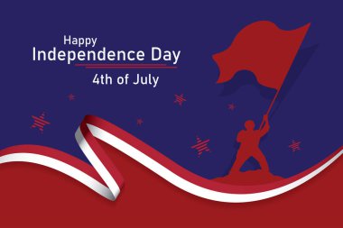 4 Temmuz Bağımsızlık Günü bayrağı. Selamlama şablonu, poster ve kart. Birleşik Devletler bayrağı. vektör illüstrasyonu