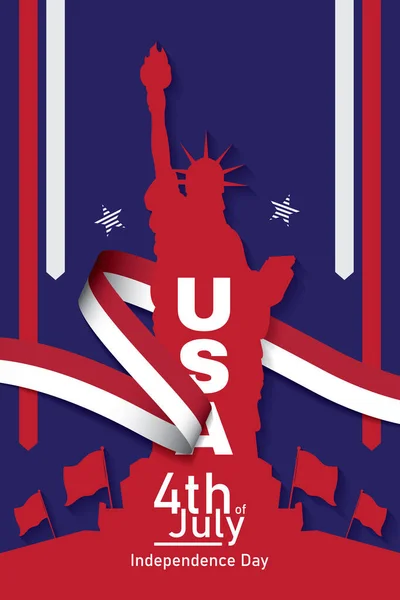 Temmuz Bağımsızlık Günü Bayrağı Selamlama Şablonu Poster Kart Birleşik Devletler — Stok Vektör