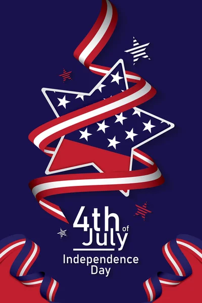 Fourth July Happy Independence Day Banner Template Greeting Poster Card — Stock Vector