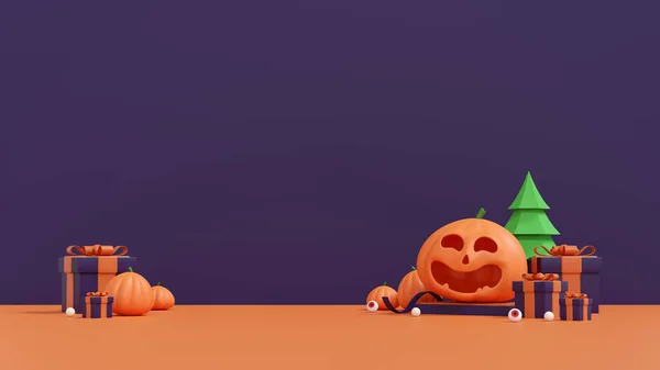 Ilustração Abóbora Sorridente Para Exibição Produtos Festivos Celebração Outono Conceito — Fotografia de Stock
