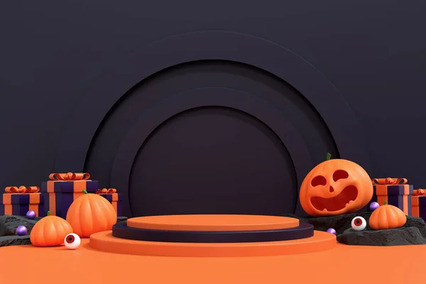 Glimlachende Pompoen Illustratie Voor Feestelijke Product Display Herfstviering Jack Lantern — Stockfoto