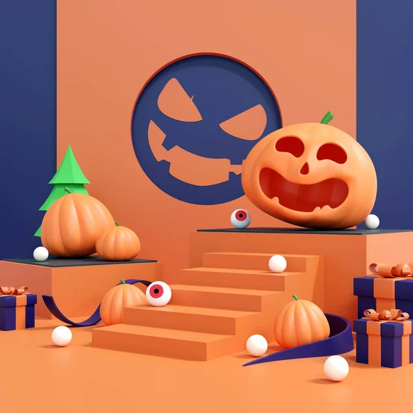 Mosolygós Sütőtök Illusztráció Ünnepi Termékmegjelenítéshez Őszi Ünnepség Jack Lantern Halloween — Stock Fotó