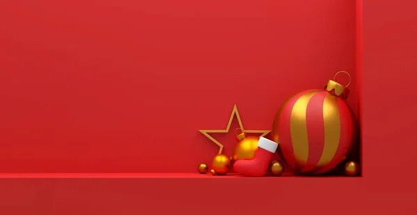 Feestelijke Vrolijk Kerstfeest Gelukkig Nieuwjaar Achtergrond Illustratie Met Kopieerruimte Voor — Stockfoto