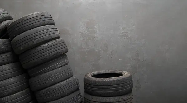 Closeup Tire Car Parking Repair Garage Soft Focus Background — Stock Photo, Image