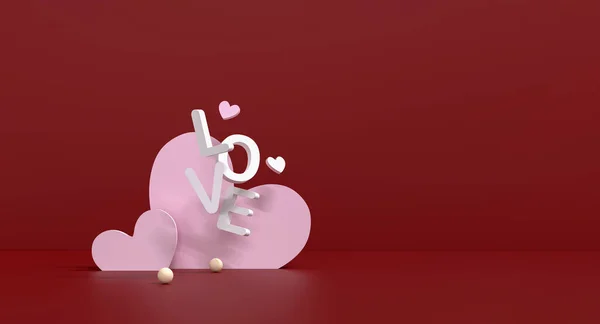 Valentinsdagskonsept Romantisk Gratulasjonskort Produkt Podium Display Design Med Hjerter Kjærlighet – stockfoto