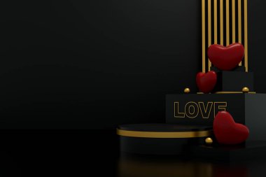 Sevgililer Günü 'nün 3 boyutlu güzel canlandırması Romantik Tebrik Kartı, Ürün ve Podyum Tasarımı Kalpli, Sevgiyle ve Duygusallıkla