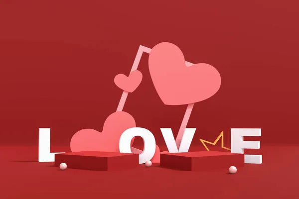 Прекрасне Рендеринг День Святого Валентина Концепція Романтичні Вітальні Листівки Продукт — стокове фото