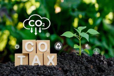 Karbon nötr ve net sıfır emisyon kavramları. Doğal ortam. İklim-nötr uzun vadeli bir strateji. Sera gazı emisyonları hedefleri. yeşil ağ ortası simgesi