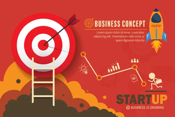 Concepto Estrategia Crecimiento Éxito Empresarial Cohete Que Simboliza Éxito Startup — Archivo Imágenes Vectoriales