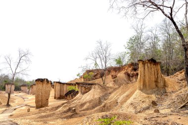 Phrae Eyaleti 'ndeki Phae Mueang Phi Orman Parkı' nın nefes kesici manzarası; Tayland - doğanın sanatının gizli bir mücevheri.