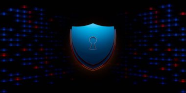 Güvenlik ağı güvenlik bilgisayarı ve veri konseptinizi güvene alın. Siber siber güvenlik kalkanı, dijital veri ağı koruması isimsiz bir hacker tarafından dijital suç. 3B illüstrasyon