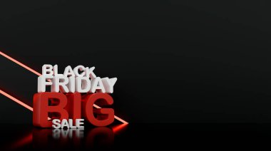Cesur tipografisi ve% 70 indirim teklifi olan 3D Kara Cuma metni. E-ticaret, pazarlama ve tanıtım reklamları için modern alışveriş kavramı.