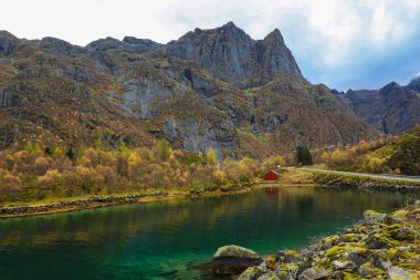 Traditional Fishing Hut Village in Lofoten Islands, Norway.  Travel