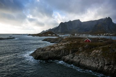 Traditional Fishing Hut Village in Lofoten Islands, Norway.  Travel
