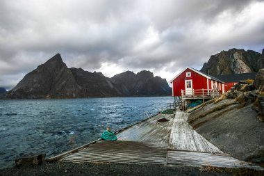 Traditional Fishing Hut Village in Lofoten Islands, Norway.  Travel