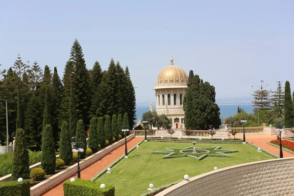 Bahajské Zahrady Svazích Hory Karmel Město Haifa Přístav Izrael — Stock fotografie