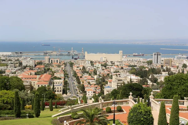 Jardins Bahai Nas Encostas Montanha Carmelo Cidade Porto Haifa Israel — Fotografia de Stock