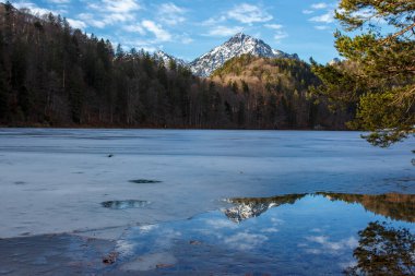 Kışın Alatsee Gölü. Tyrol, Avusturya