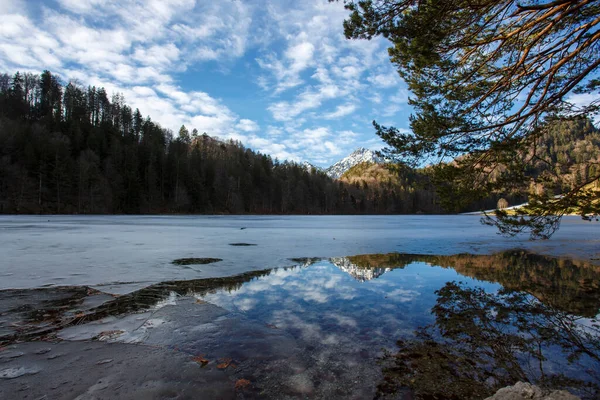 Alatsee湖冬季 奥地利蒂罗尔 — 图库照片