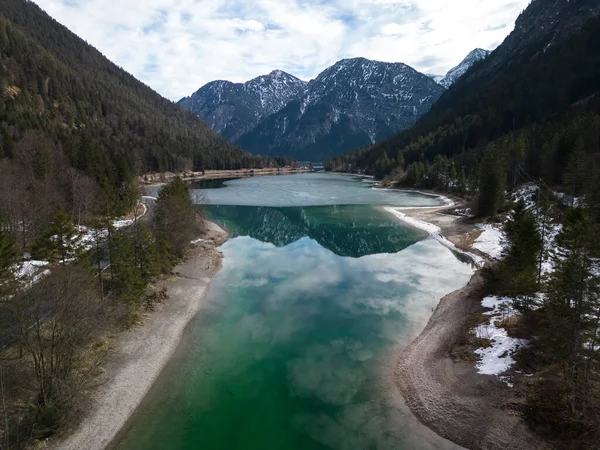 Lake Plansee Por Inverno Tirol Áustria — Fotografia de Stock