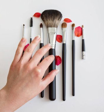 Makyaj fırçaları beyaz arkaplanda izole edildi