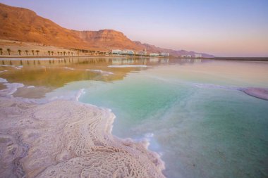 Ölü Deniz, İsrail, tuzlu sahil, Ein Bokek bölgesindeki Oteller ve Spa merkezleri. Sedef Hastalığı üzerine iklim terapisi
