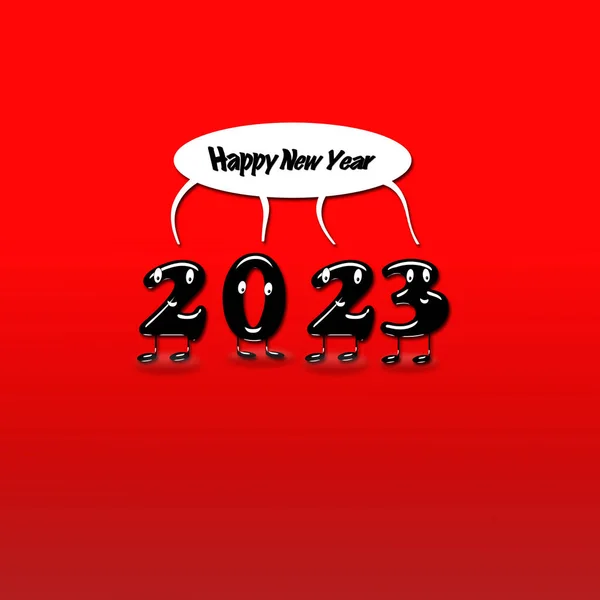 Cartoon 2023 Numerals Speech Bubble Text Šťastný Nový Rok Červeném — Stock fotografie