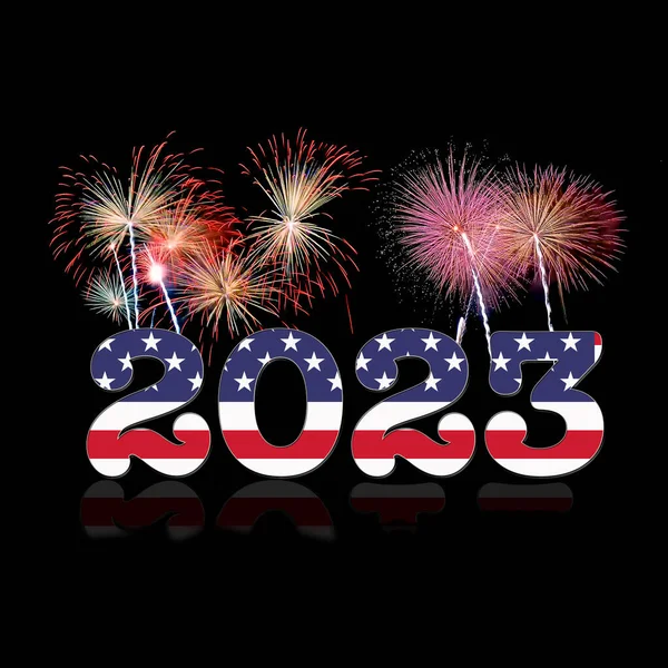 Uma Ilustração Feliz Ano Novo 2023 Bandeira Dos Eua — Fotografia de Stock