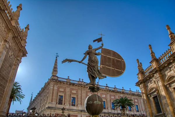 Kathedraal Van Sevilla Andalusië Spanje Oude Giraldillo Standbeeld — Stockfoto