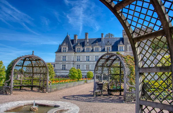 2019年4月17日 法国维兰德里城堡 Chateau Villandry 城堡和公园花园的部分景观 — 图库照片