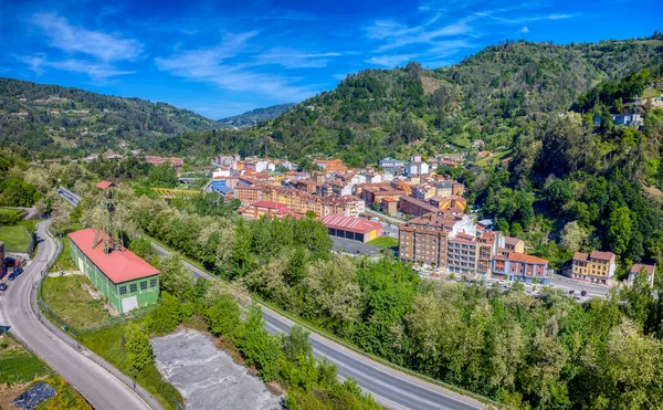 Aerial View Town Sotrondio Asturias Seen Pozo Villar Closed Coal — Stock Photo, Image