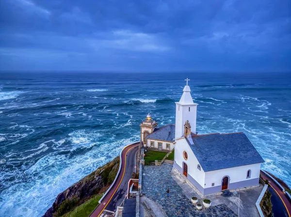 Hermitage Nuestra Seora Blanca Luarca Lighthouse Cantabrian Sea Asturias Spain — Stock Photo, Image