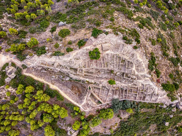 紀元前5世紀からのサンアントニオのイベリア人の集落の空中ビュー Calacete テルエル スペイン — ストック写真