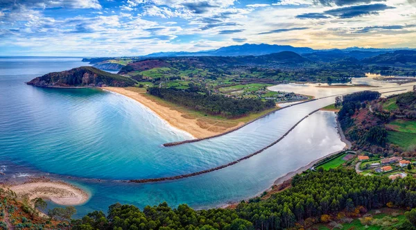 Panorama Utsikt Över Vackra Rodiles Beach Asturien Norra Spanien — Stockfoto