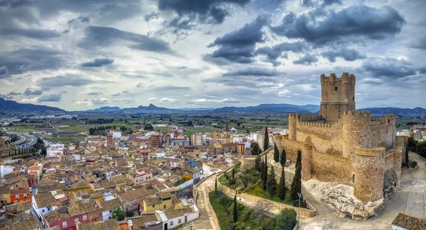 西班牙阿利坎特省Villena城堡的空中景观 图库照片