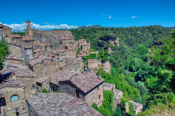 Veduta Del Borgo Etrusco Sorano Toscana — Foto Stock