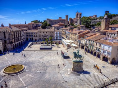 Aerial view of Plaza Mayor de Trujillo in Caceres, Spain. clipart
