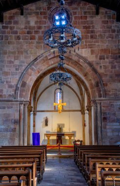 Interior of the church of Santa Maria de la Oliva in Villaviciosa, Asturias. Spain. clipart