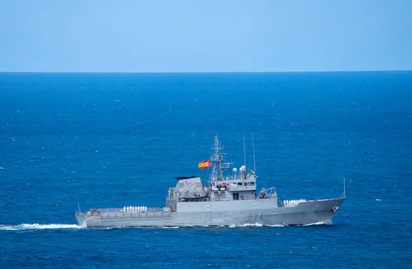 stock image The Atalaya P74 high altitude patrol vessel of the Spanish Navy in the bay of Gijon on the occasion of DIFAS 2024 in Asturias. Spain                               