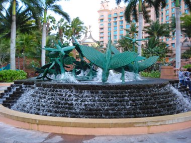 Nassau, Bahamas - April 15, 2008: One of the fountains at the Atlantis Resort on Paradise Island clipart